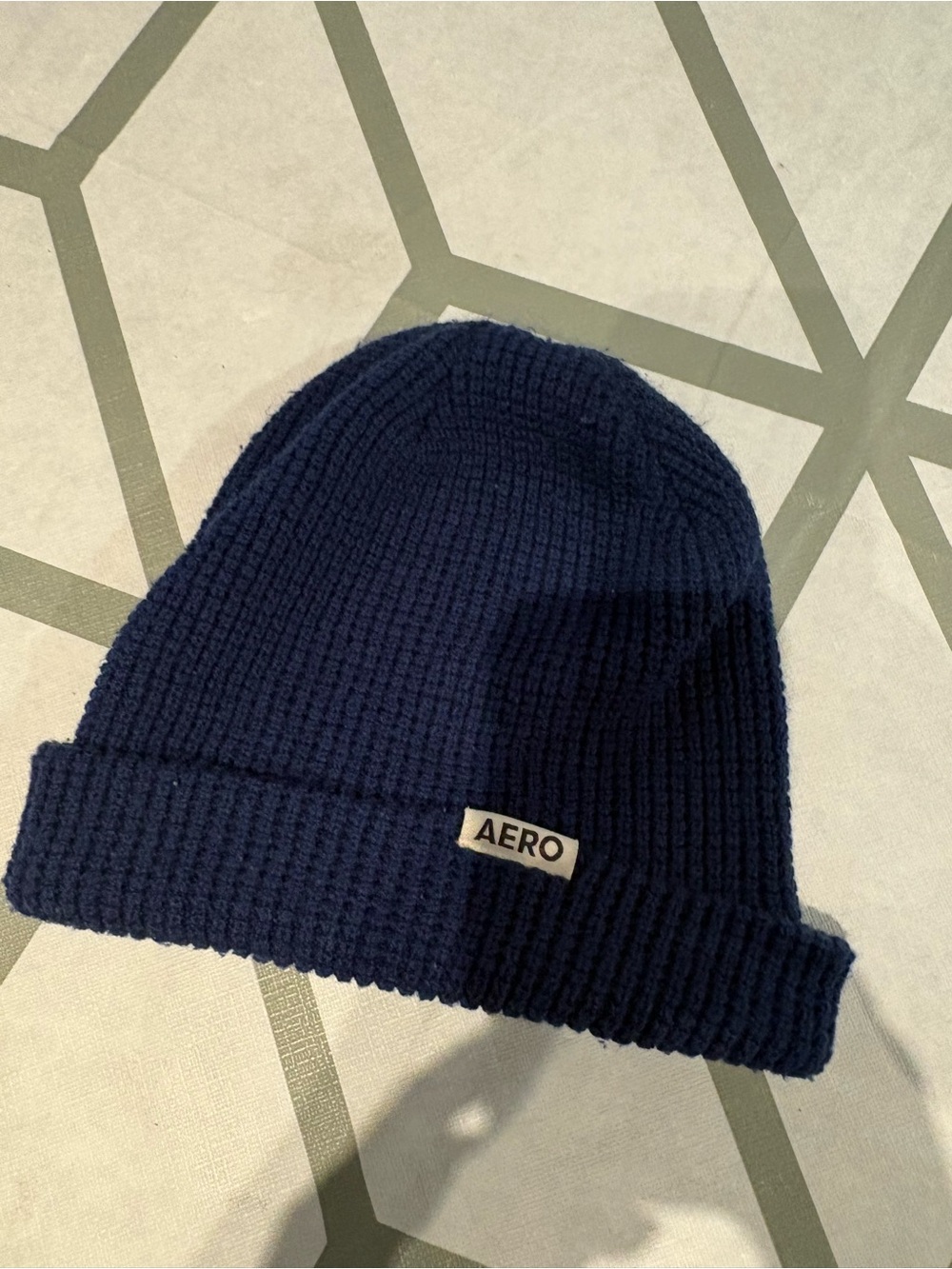 AERO Navy Ribbed Knit Beanie